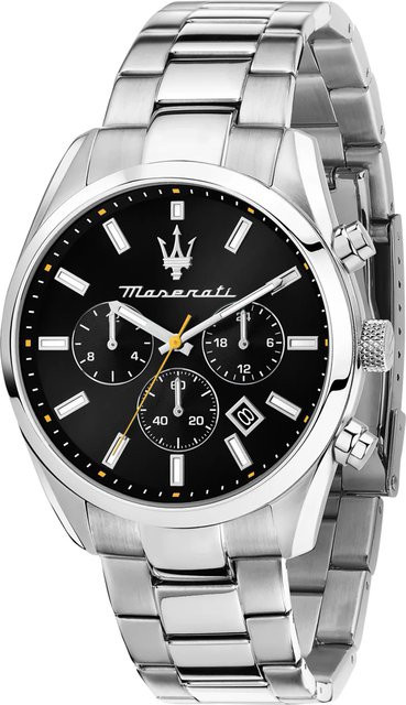 Maserati Herrenuhr, Quarz, Edelstahl, 43 mm, Schwarz, Silber - Bild 1