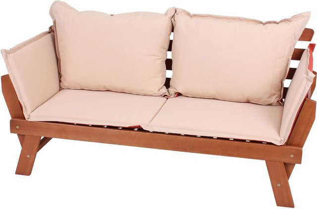 Garden Pleasure Gartenbank Fortuna 2-Sitzer aus Eukalyptusholz in Braun mit Armlehnen und Kissen, B/T/H: 192 x 75 x 68 cm - Bild 1
