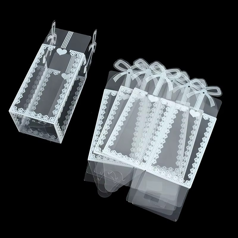 5 Stück transparente PVC-Geschenkboxen mit Spitze für Schmuck, Süßigkeiten oder Spielzeug - Bild 4