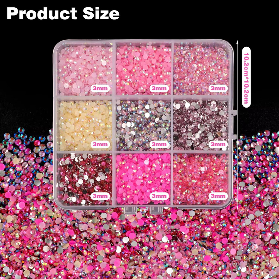 Ywbeads Strasssteine Pink, Glänzend, 3mm, 4500 Stück - Bild 4