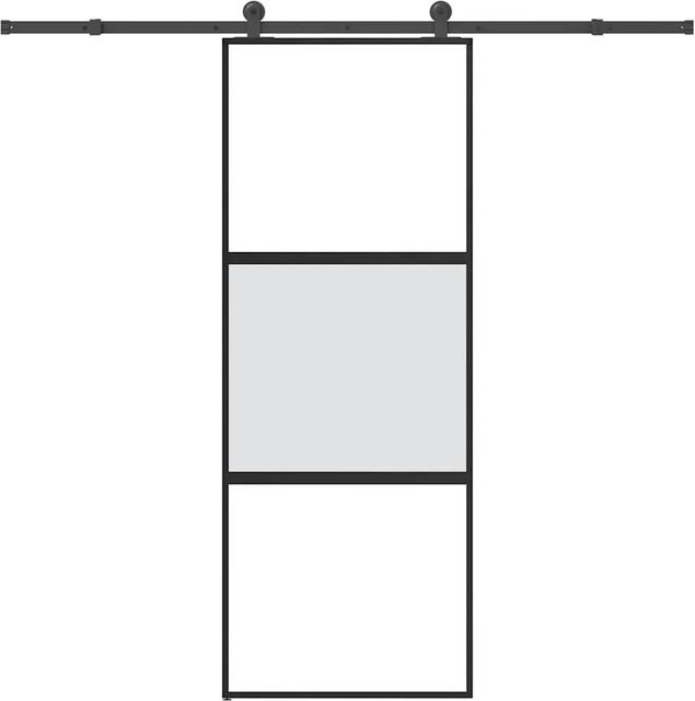 vidaXL Schiebetür aus Hartglas und Aluminium in Schwarz und Transparent, B/H: 76 x 205 cm - Bild 1