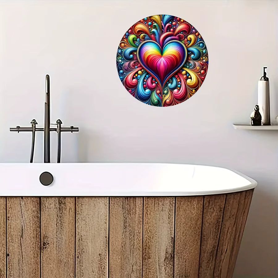 Rundes Winterkranzschild von Potdemiel aus Aluminium mit Regenbogenherz-Design in Multicolor, Durchmesser: 20,3 cm - Bild 4