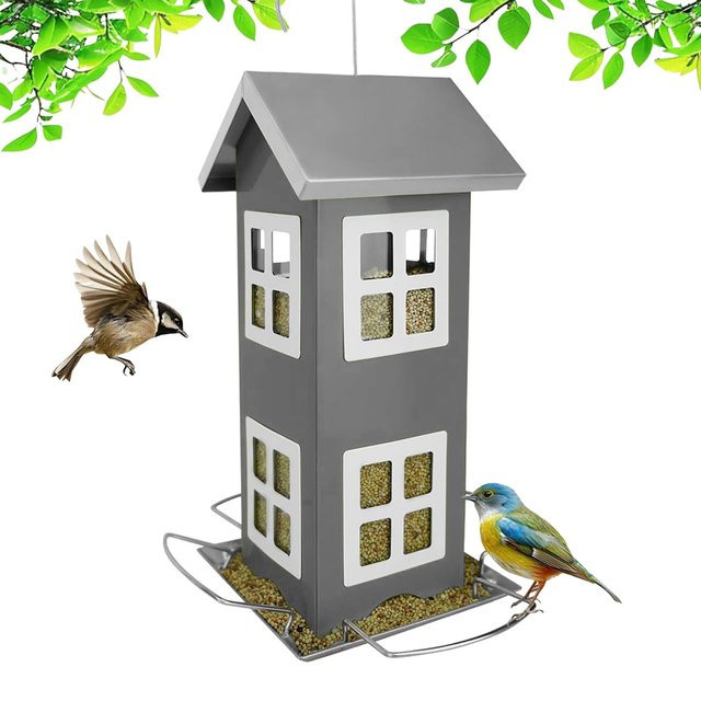 Relaxdays Vogelhaus aus Eisen in Grau zum Aufhängen, B/T/H: 26 x 12 x 12 cm - Bild 1