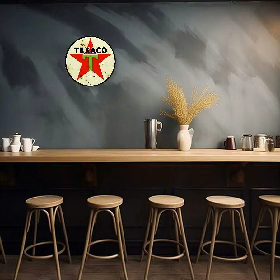 Potdemiel Vintage Texaco Red Star Metallschild rund in Rot für deine Wandgestaltung - Bild 4