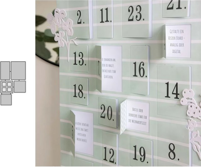 Metall Stanzformen Adventskalender Türen Rechtecke für DIY Scrapbooking und Kartenherstellung in Silber - Bild 1
