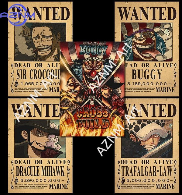 KAYOU One Piece Wanted Poster Strohhut-Gruppe Luffy Retro Kraftpapier Wanddeko als hängendes Gemälde - Bild 1