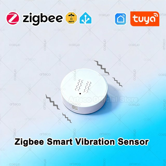 Tuya Smart Zigbee Vibrationssensor in Weiß für Anti-Diebstahl-Alarm und Echtzeit-Überwachung zur Heimüberwachung mit Z2MQTT-Unterstützung - Bild 1