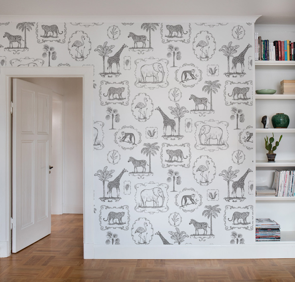 Rebel Walls Wandtattoo Animal Party in Schwarz und Weiß für Kinderzimmer - Bild 1