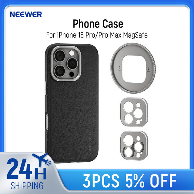 Neewer Handyhülle für iPhone 16 Pro und iPhone 16 Pro Max mit MagSafe und 67 mm Filterobjektiv-Anschluss, Schwarz - Bild 1
