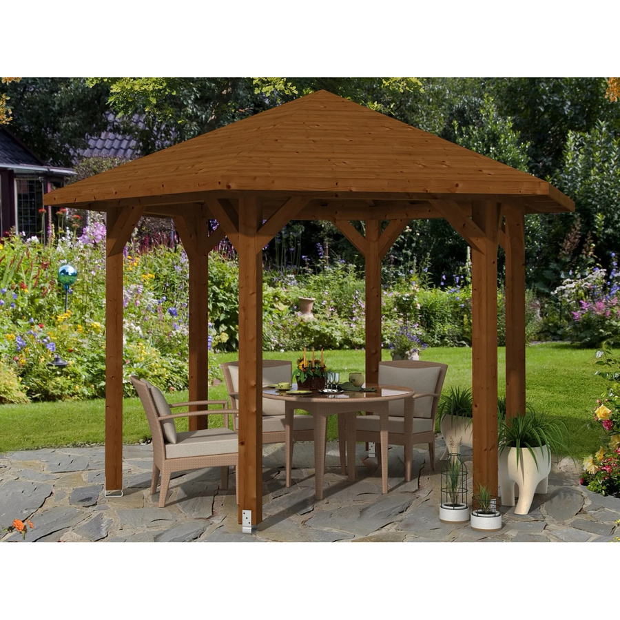 Skan Holz Pavillon Nancy 2 aus Leimholz in Nussbaum Braun B/H/T: 420 x 304 x 364 cm - Bild 2