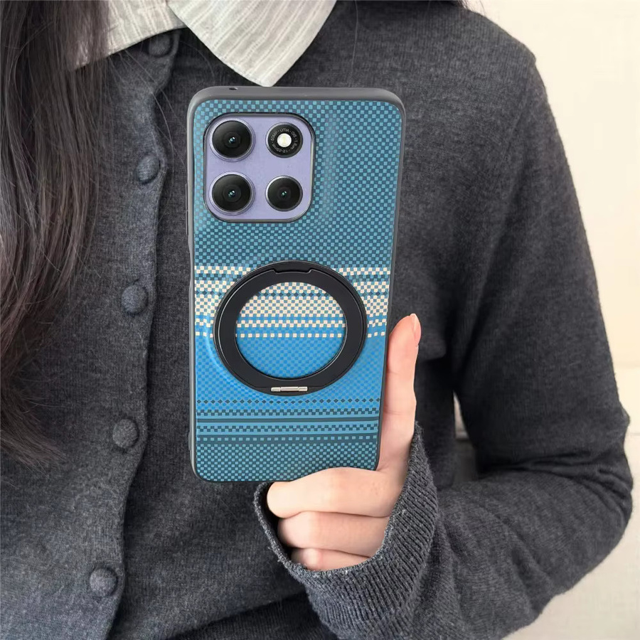 Stoßfeste Magnetlederhülle mit Metallring für Motorola Edge 60 70 Ultra Pro X70 Air G86 G06 Power G67 G55 G15 in Blau - Bild 4