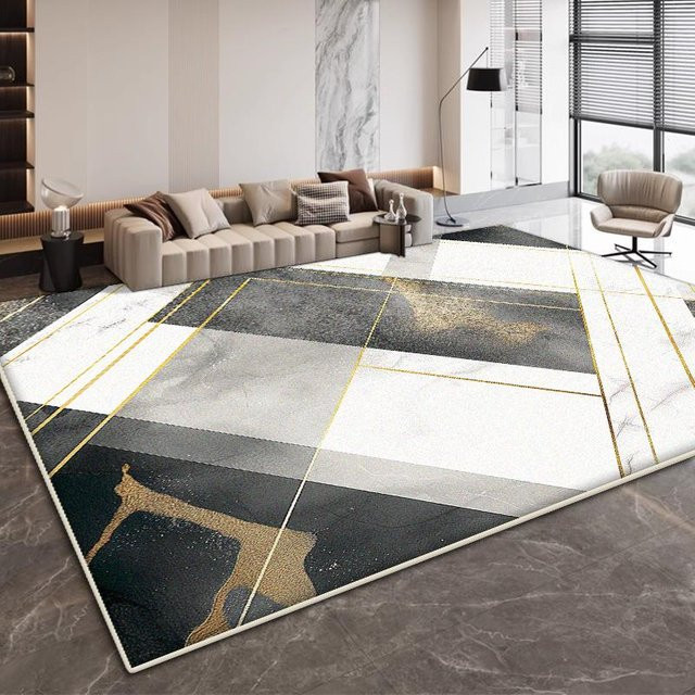 Karpetti Wohnzimmerteppich mit modernem geometrischem Design, weiß, rutschfest und waschbar, B/T: 160 x 230 cm - Bild 1