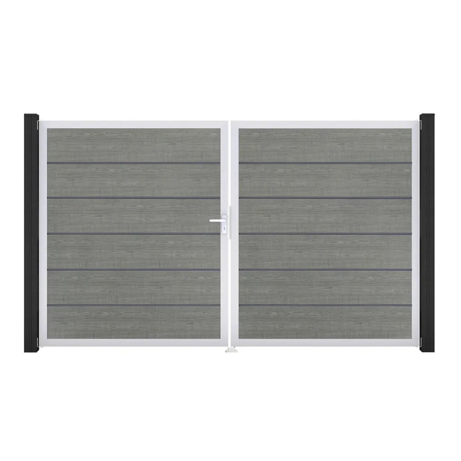 GroJa Doppel-Tor Basicline Premium Grey Ash Cut in Grau, 2-flügelig, B: 306 cm, H: 180 cm, DIN Links - Bild 2