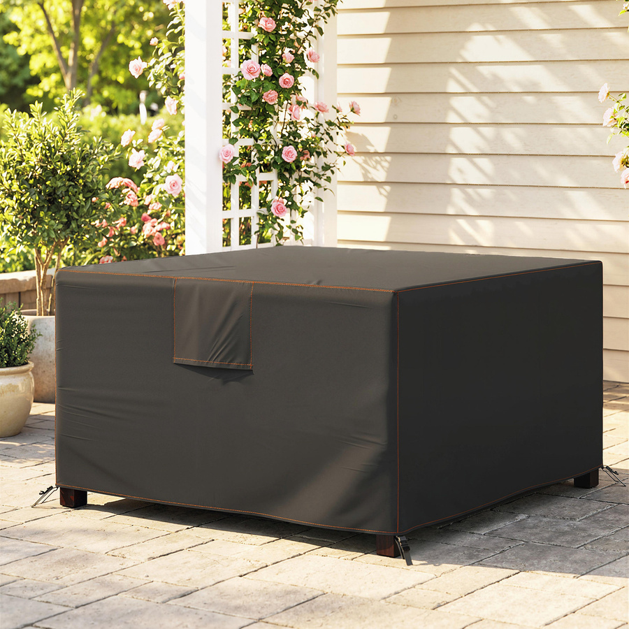 Outsunny Schutzhülle für Gartenmöbel aus wasserdichtem 420D Oxford Gewebe, quadratische Abdeckplane für Gartentische und Terrassenmöbel, Schwarz, B/T/H: 125 x 125 x 74 cm - Bild 2