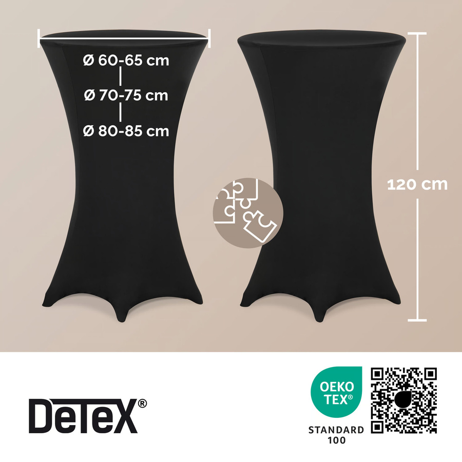 5er-Set Stehtischhusse Detex in Schwarz, elastisch und waschbar, Durchmesser: 60 cm - Bild 2