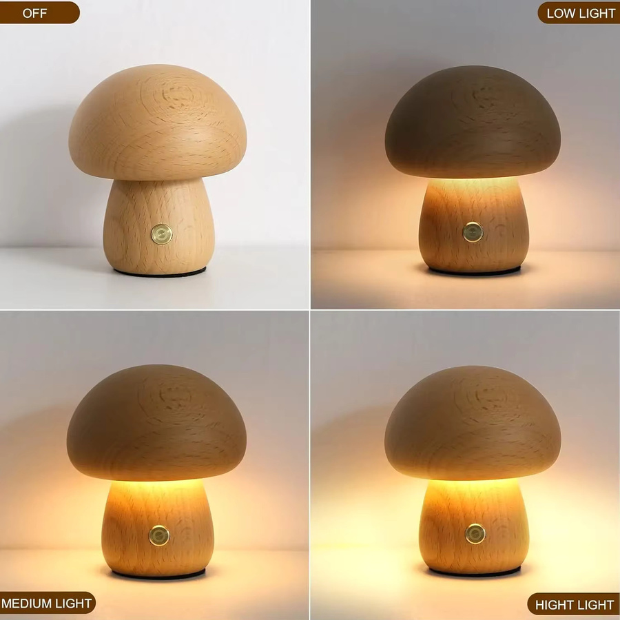Dimmbare Pilz-Tischlampe in Weiß, wiederaufladbare Touch-Nachttischlampe mit warmweißem Licht für dein Schlafzimmer - Bild 4