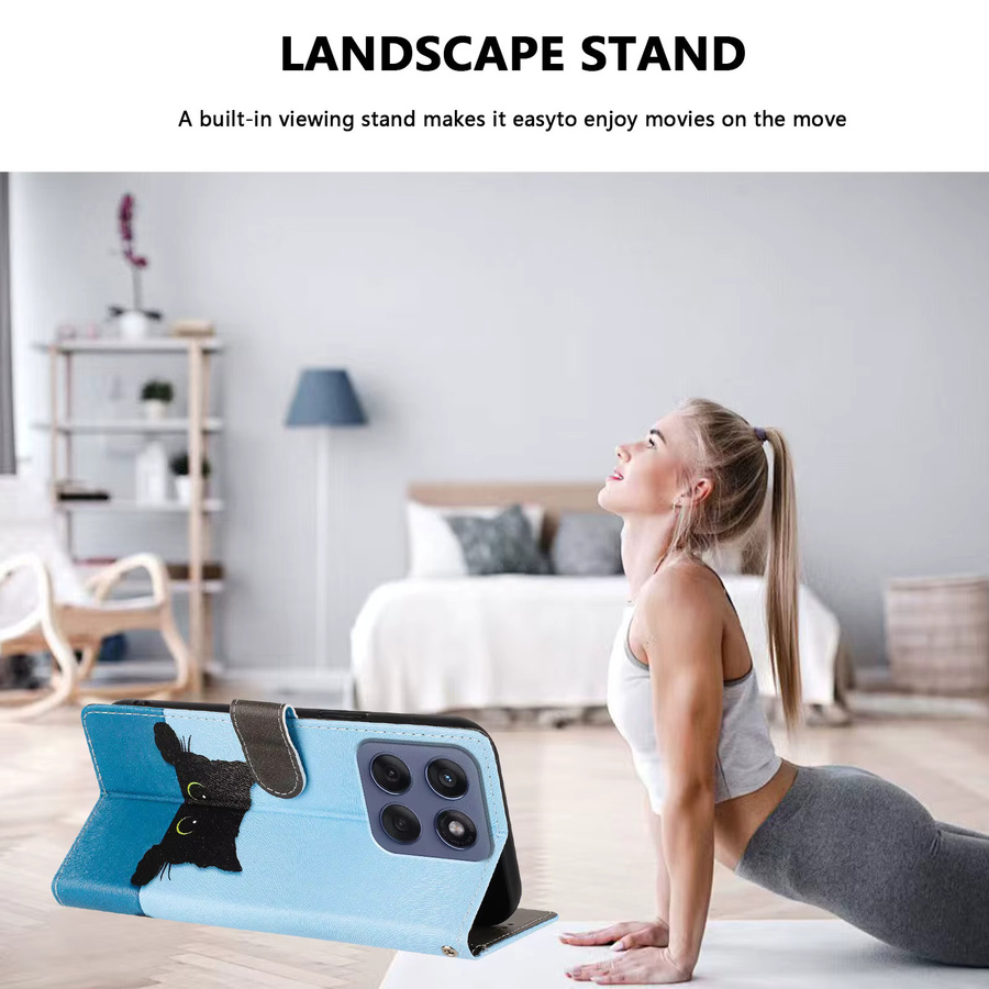 Cartoon Magnetische Leder Brieftasche Schutzhülle für Motorola Moto Edge 5G UW in Blau - Bild 4