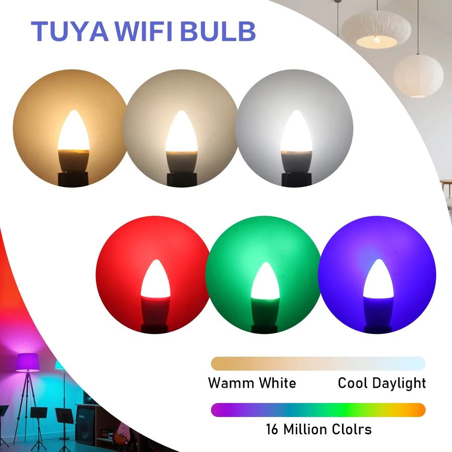 Tuya Smart LED Kerzenlampe E14 RGBW mit App- und Sprachsteuerung für Alexa und Google Home, 6W - Bild 3