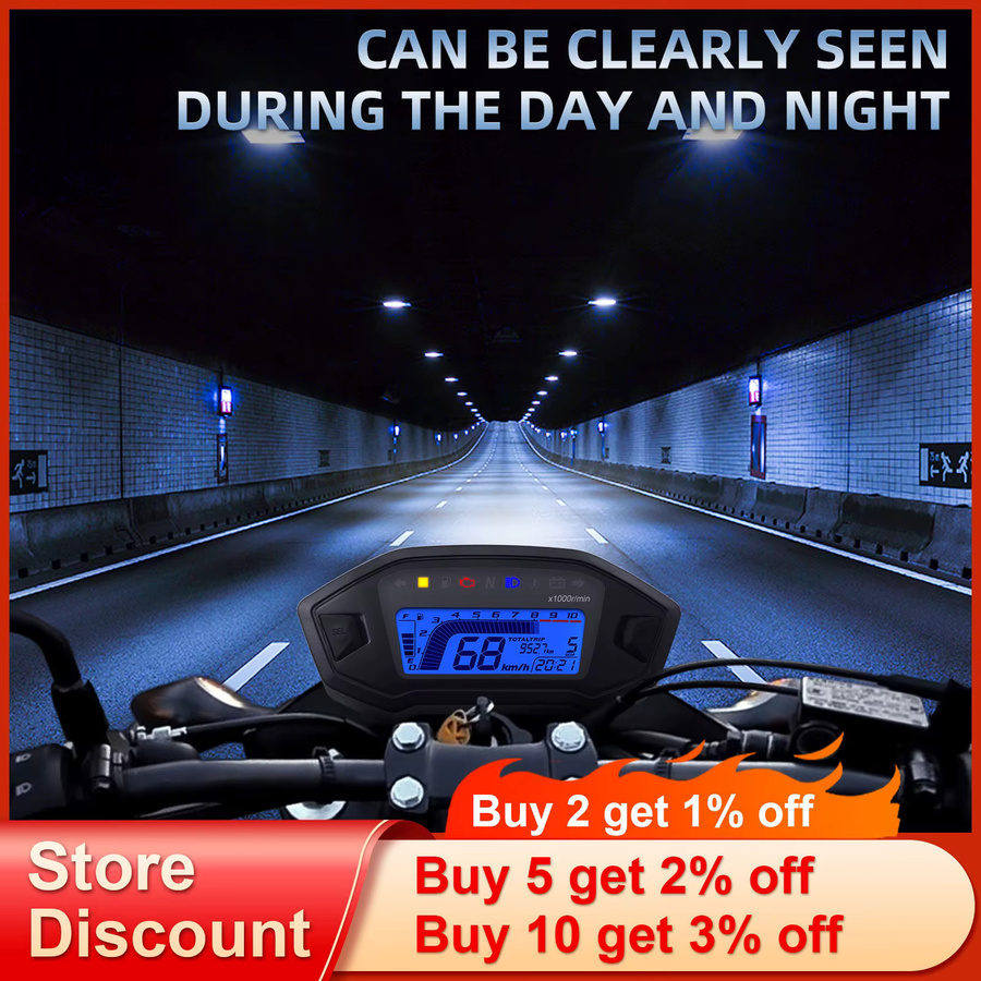RYSJM AD Motorrad Tachometer mit Sensor und Alarm in Schwarz für KAWASAKI, 10000 RPM Dashboard mit Kilometerzähler und KMH Anzeige - Bild 2