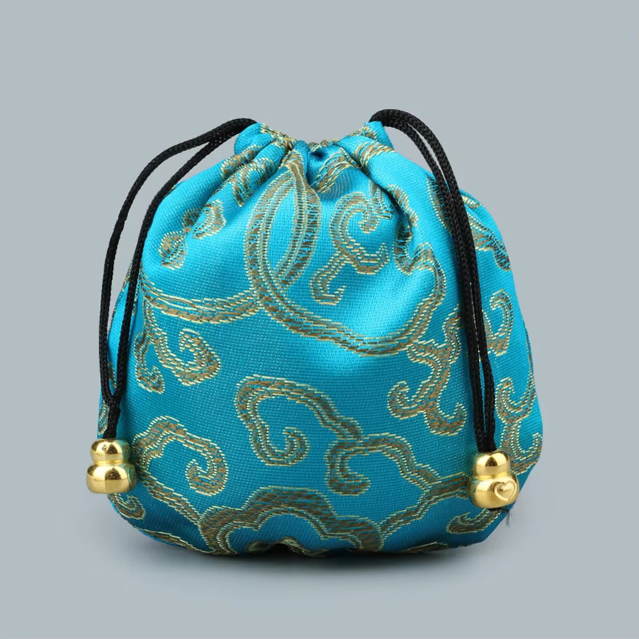5 Stück Seidenbeutel mit Kordelzug in Multicolor, B/H: 11 x 11 cm, Schmuckbeutel für Halsketten, Armbänder und Perlen - Bild 3