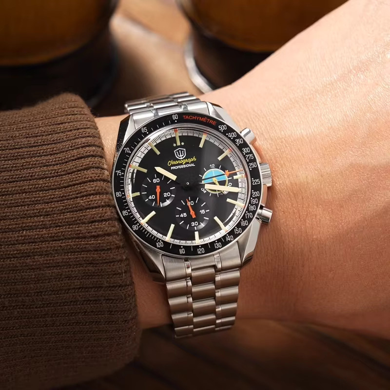 Watchdives Chronograph, Quarz, Edelstahl, Schwarz, Herren - Bild 2