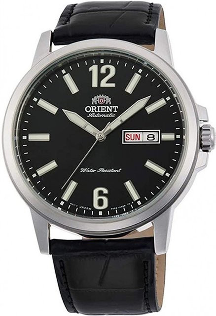 Orient Armbanduhr Automatik, Edelstahl, Leder, Schwarz, 43 mm, Herren - Bild 1
