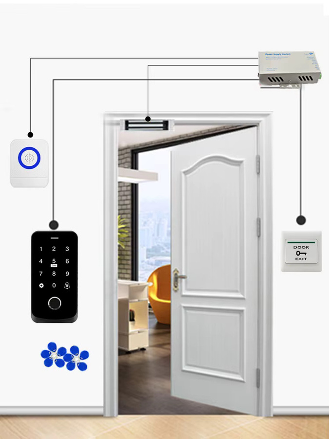 LUCKING DOOR Wasserdichtes NFC-Fingerabdruck-Zugangskontrollsystem mit Tuya-App-Unterstützung, Tastatur, RFID-IC-Karte und Magnetischem Türschloss in Schwarz - Bild 5