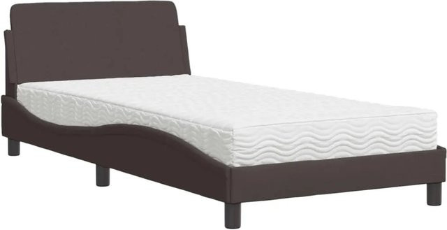 vidaXL Bett mit Matratze aus Stoff und Kiefernholz in Braun, B/T: 100 x 200 cm - Bild 1