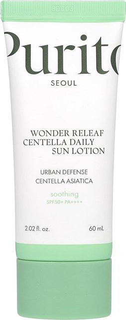 Purito Wonderleaf Centella Daily Sun Lotion, LSF 50+, 60 ml, Hyaluronsäure - Bild 1