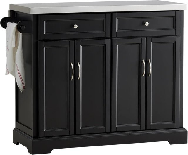SoBuy Kücheninsel Küchenwagen mit Edelstahltop in Schwarz FKW71-SCH, B/T/H: 92 x 55,7 x 46 cm - Bild 1