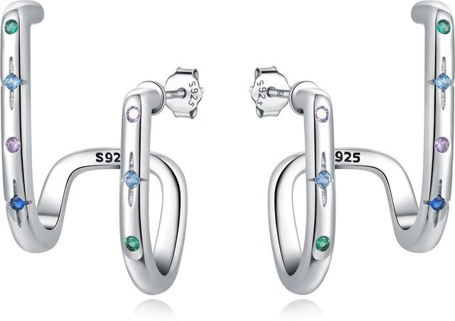 Creolen 925 Silber, Bunt, Zirkonia, Kristall, Damen - Bild 1