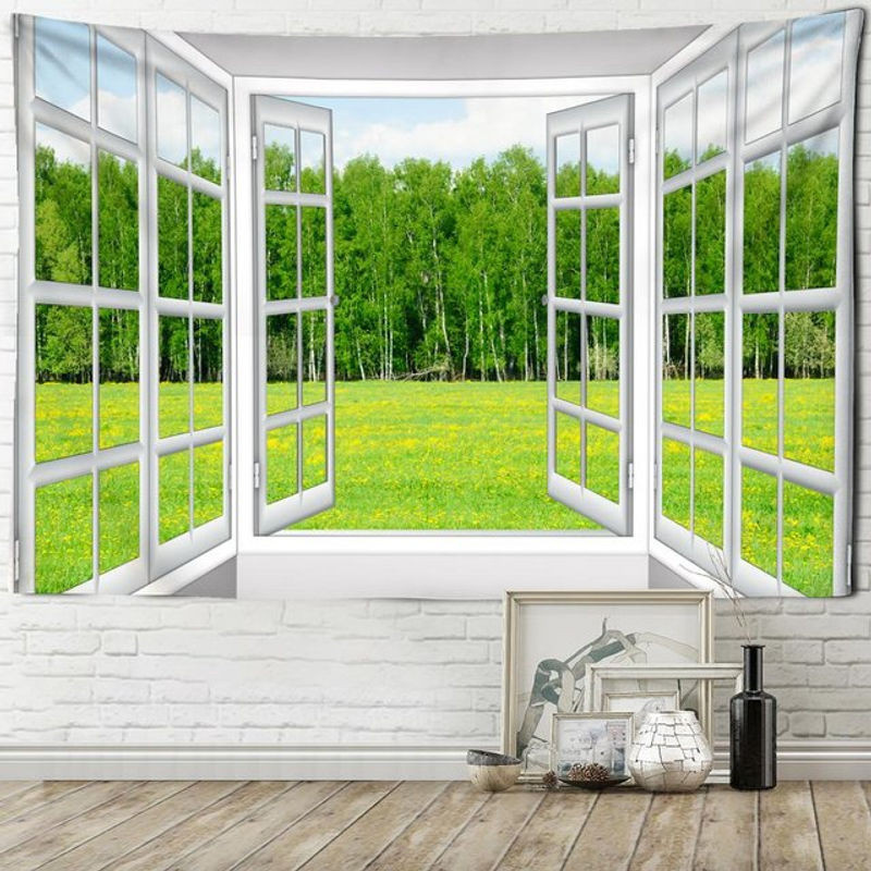 Super Six Wandtapet Bohemian Kunst mit psychedelischem Engel und Meereslandschaft, mehrfarbig, B/B: 150 x 150 cm - Bild 1