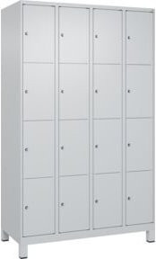 C+P Schließfachschrank Classic PLUS mit 4 Abteilen und Füßen, Farbe Lichtgrau, B/T/H: 120 x 50 x 195 cm - Bild 1