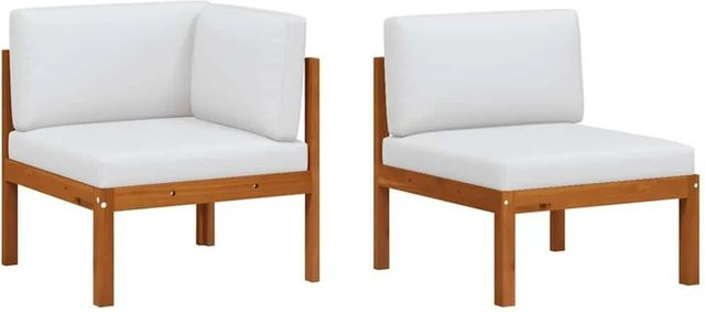 vidaXL 2-teiliges Garten-Lounge-Set aus Akazienholz und Seil mit Kissen in Schwarz und Weiß - Bild 1