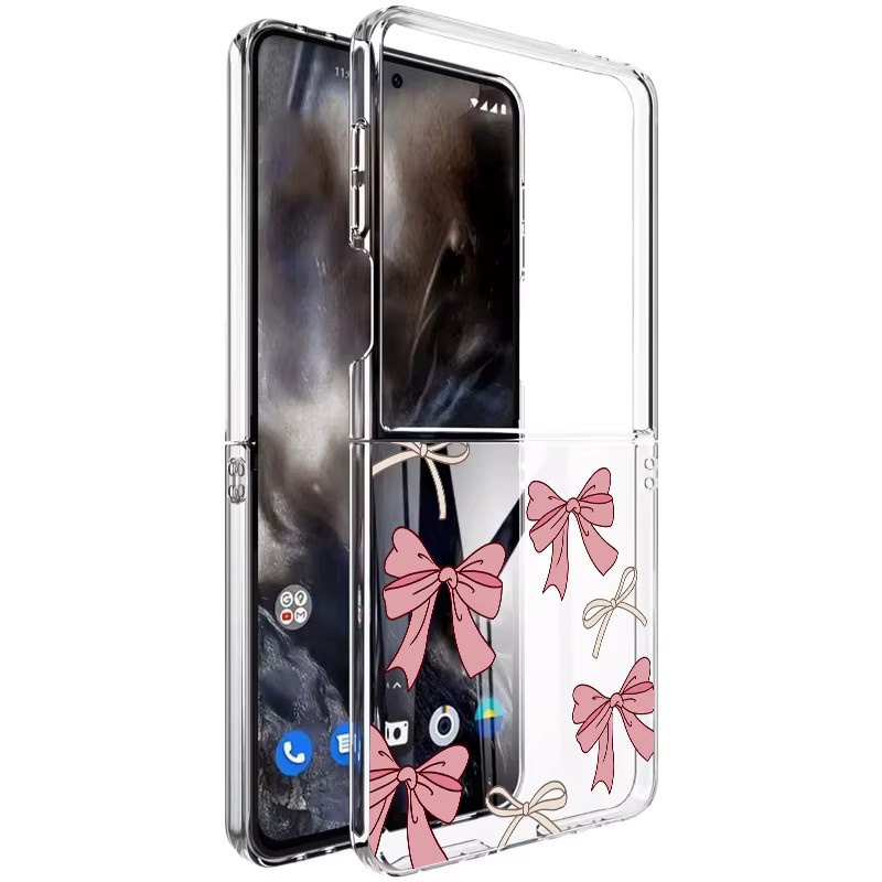 Rosa Handyhülle mit Schleife für Samsung Galaxy Z Flip7 FE, Z Flip6, Z Flip5, Z Flip4 und Z Flip3 aus klarem PC-Material - Bild 2