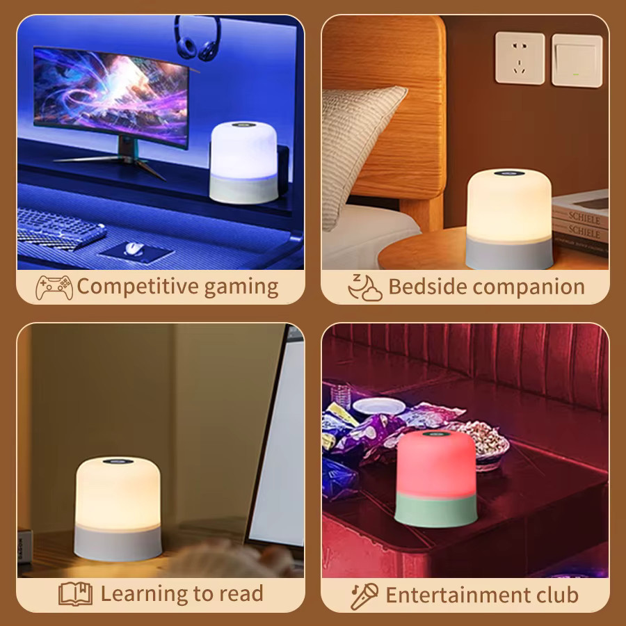 GGBEE Wiederaufladbare LED-Tischlampe mit Fernbedienung und Touch-Dimmer, RGB Nachtlicht in Weiß und Multicolour für das Schlafzimmer - Bild 5