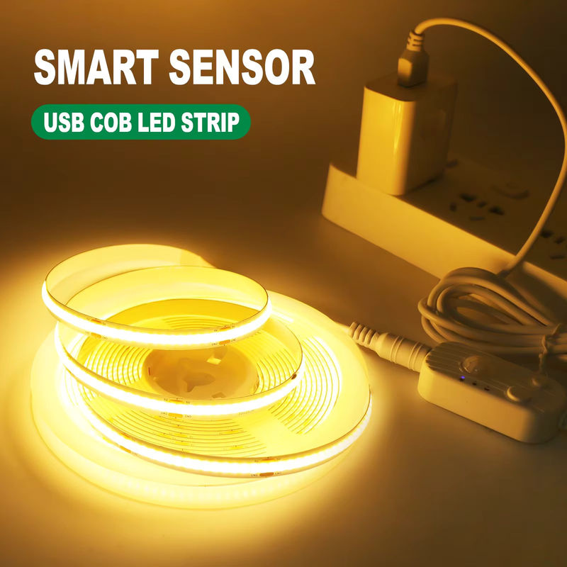 XUNATA COB-LED-Streifen mit Bewegungsmelder, USB- und batteriebetrieben, 5 V, Blau, 2,4 m Länge, flexibles Klebeband für Küchenschrank, TV-Hintergrundbeleuchtung und Spiegel - Bild 5