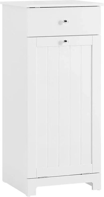 SoBuy Wäscheschrank mit Wäschekorb und Schublade für das Badezimmer, Weiß, B/T/H: 40 x 38 x 90 cm - Bild 1