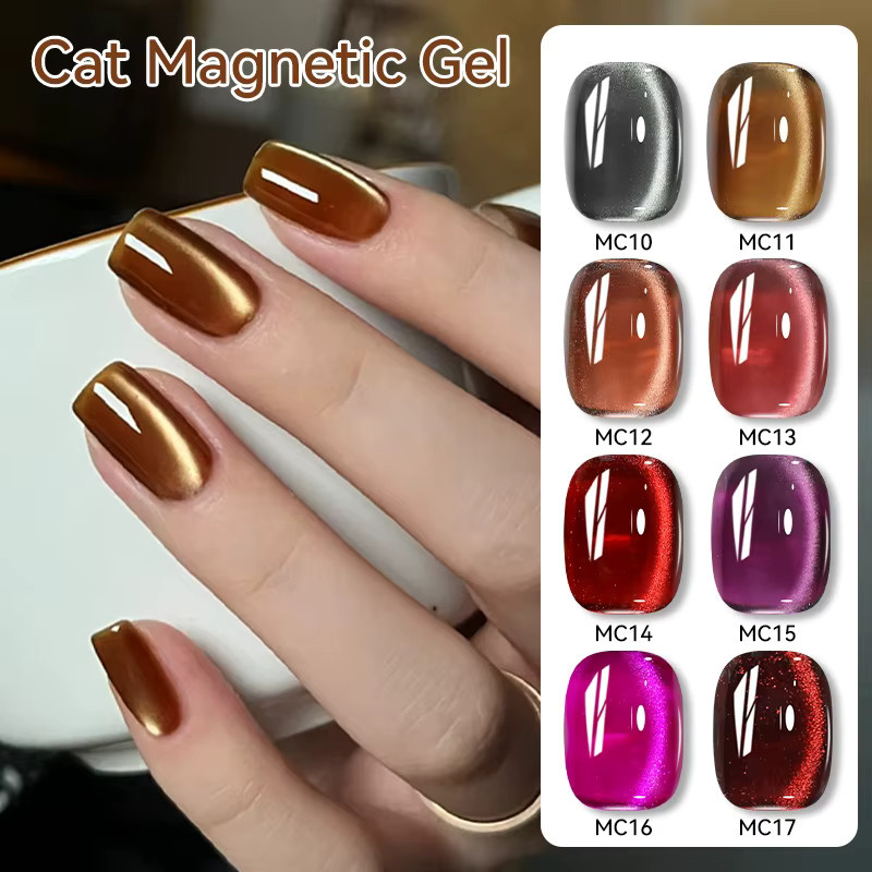 LILYCUTE Magnetischer Gel Nagellack, Rot Braun, Glitter, 7 ml - Bild 4