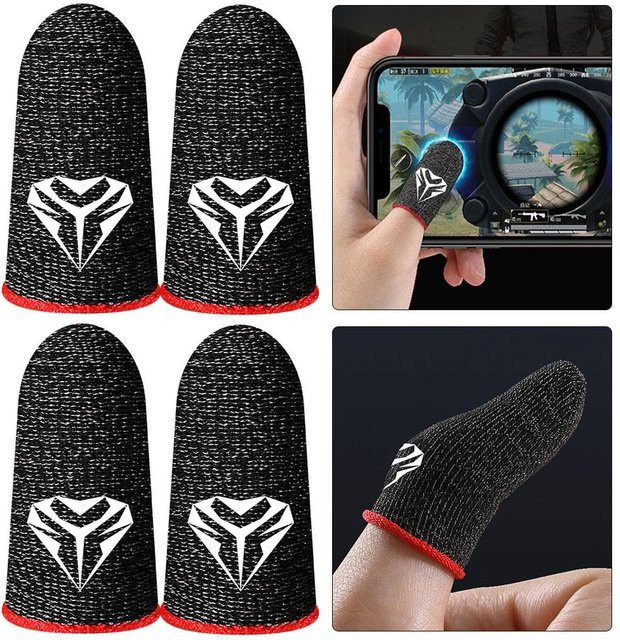 Superme Live Handy-Gaming Fingerlinge in Schwarz für PUBG, 2 oder 4 Stück, schweißabweisende Fingerspitzen-Abdeckungen - Bild 1