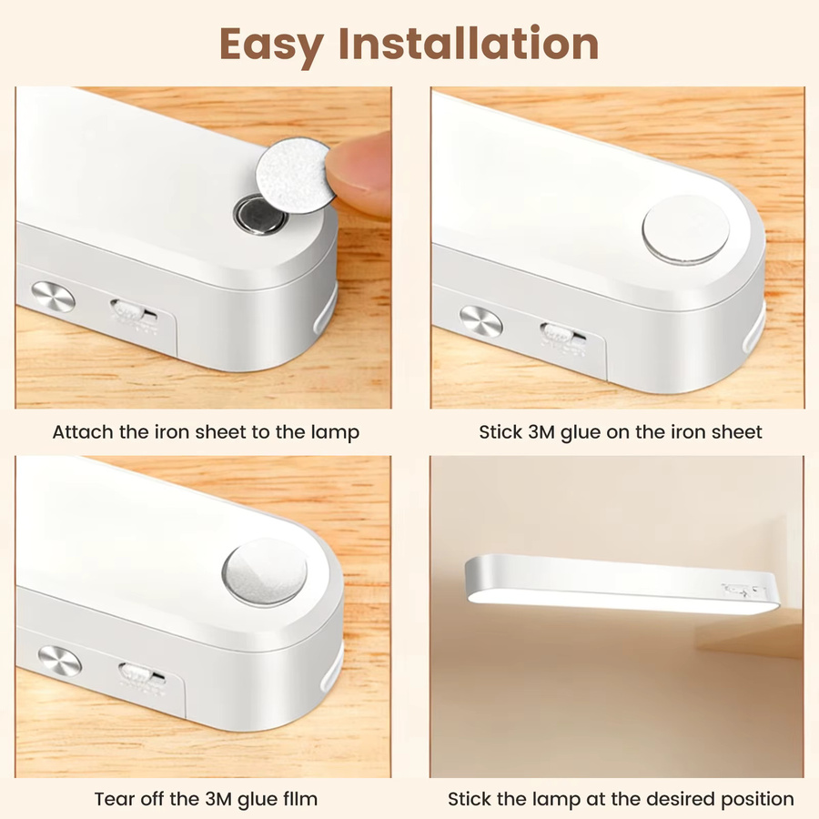XUNATA Magnetische LED Schrankleuchte in Weiß mit USB-Anschluss, dimmbar und mit 3 Farbmodi für Schreibtisch, Kleiderschrank oder Nachtlicht, B/T/H: 28,0 x 2,8 x 1,0 cm - Bild 5