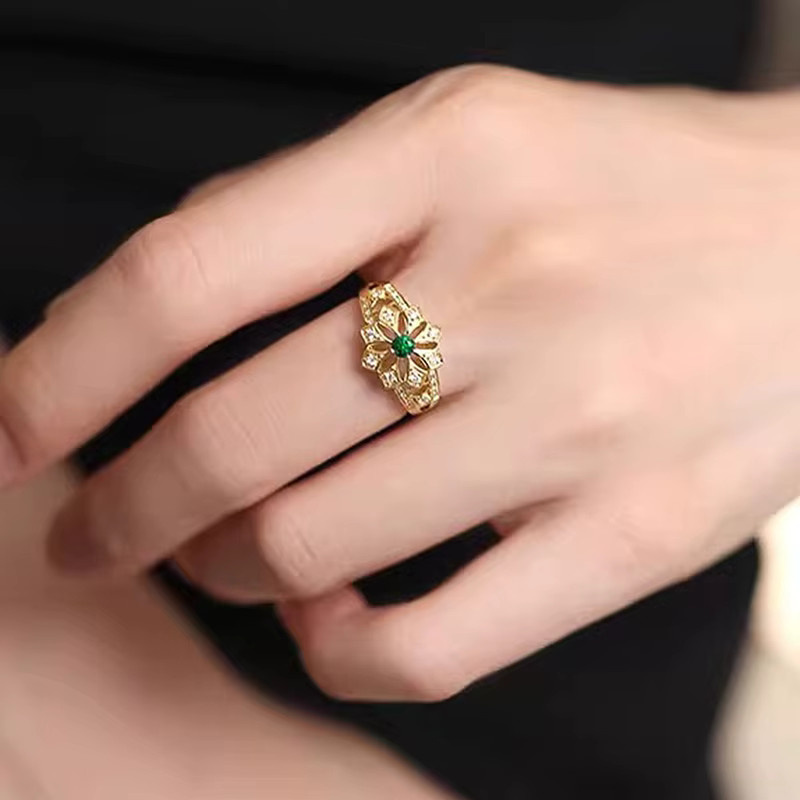 Huitan Blumenringe, Zirkonia, Gold, Damen - Bild 2