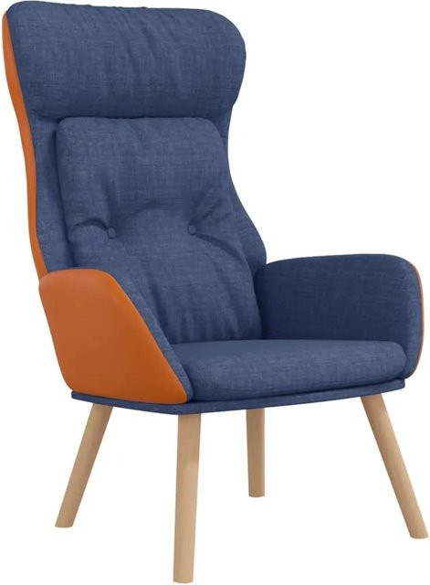 vidaXL Relaxsessel Blau aus Stoff und Kunstleder mit Armlehnen - Bild 1