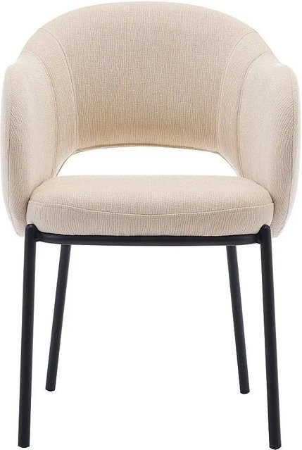 Vente-unique Stuhl Acacilio Modern in Beige mit Metallgestell und Armlehnen - Bild 1
