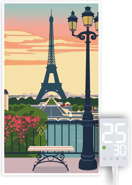 Heidenfeld Infrarotheizung HF-HP105 Paris mit Thermostat und Wandmontage, 1000 Watt, Mehrfarbig - Bild 1