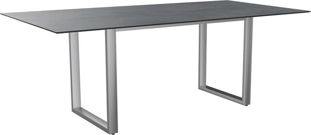 Stern Kufentisch Silverstar 2.0 mit Edelstahlgestell und HPL-Tischplatte in Zement-Optik, Grau, B/T: 200 x 100 cm - Bild 1