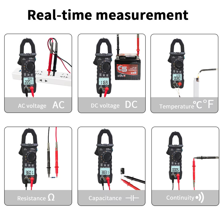 ZOYI Digitales Zangenmessgerät 600A True RMS Smart-Zangenamperemeter in Schwarz mit Auto-Range-Funktion, Multimeter für DC/AC Spannung, Hz, Ohm und NCV Tester - Bild 3