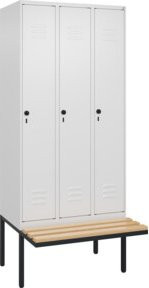 C+P Spind Classic PLUS Spind mit Sitzbank, 3 Abteile, Sicherheits-Drehriegel und 3 Garderobenhaken, B/T/H: 212,0 x 90,0 x 81,5 cm - Bild 1