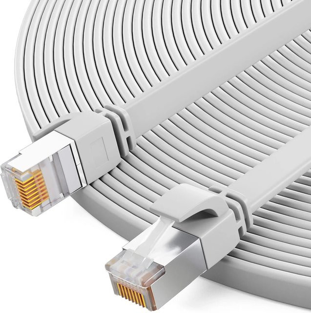 hb-digital CAT 7 Flachkabel RJ45 LAN Ethernet Kabel Weiß 10m - Bild 1