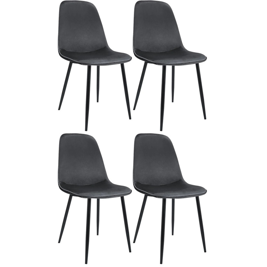 DELUKE 4er Set Esszimmerstühle RAZON aus Samt in Dunkelgrau, B/T/H: 45 x 54 x 88 cm - Bild 2